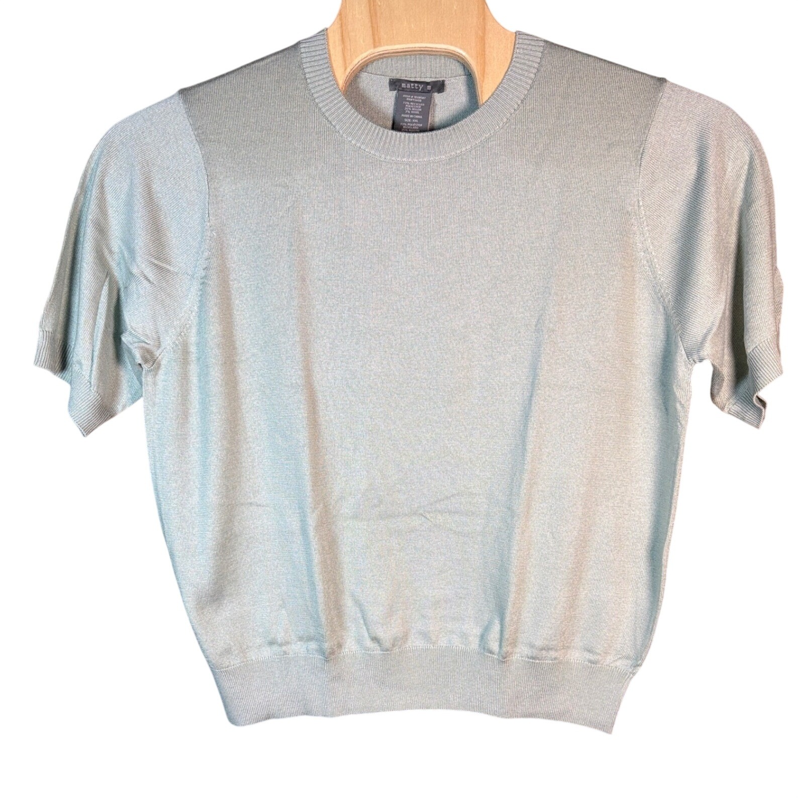 Matty M Womens Sage Green Short Sleeve Crewneck Knit Sweater Ms10130m Xxl New